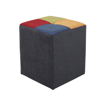 Pouf Quadrato 41x41xh48 cm in Tessuto antimacchia Grigio Patchwork