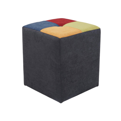 Pouf Quadrato 41x41xh48 cm in Tessuto antimacchia Grigio Patchwork