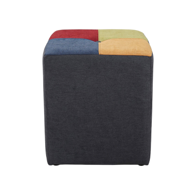 Pouf Quadrato 41x41xh48 cm in Tessuto antimacchia Grigio Patchwork