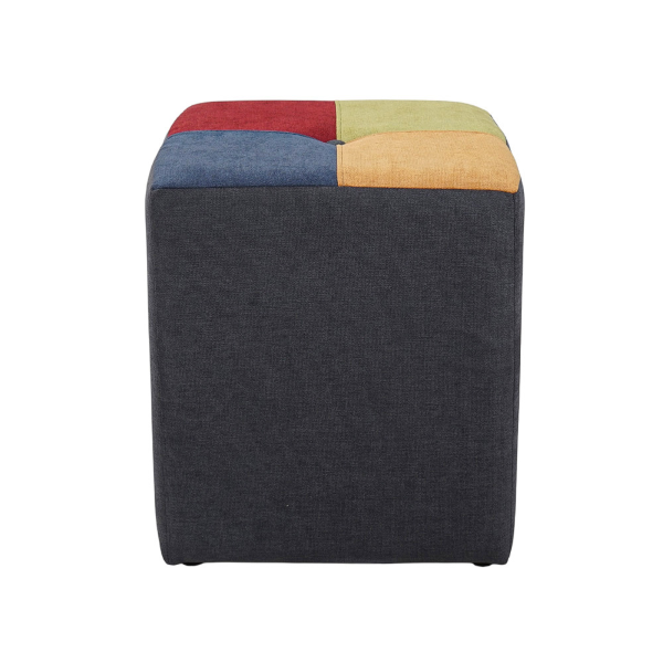 Pouf Quadrato 41x41xh48 cm in Tessuto antimacchia Grigio Patchwork