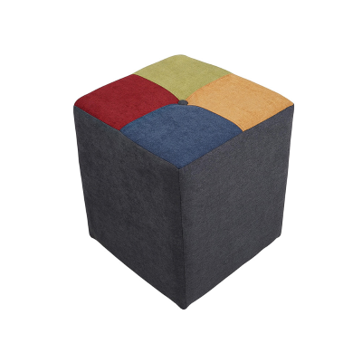 Pouf Quadrato 41x41xh48 cm in Tessuto antimacchia Grigio Patchwork