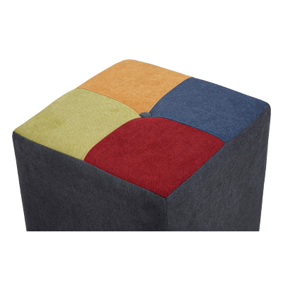 Pouf Quadrato 41x41xh48 cm in Tessuto antimacchia Grigio Patchwork