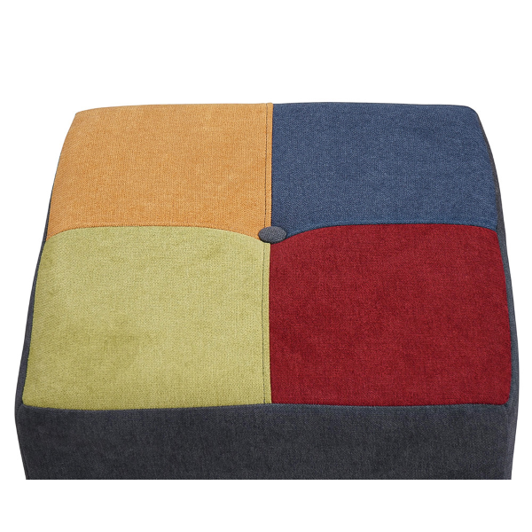 Pouf Quadrato 41x41xh48 cm in Tessuto antimacchia Grigio Patchwork