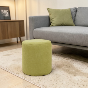 Pouf rond de 40 cm de diamètre en tissu vert antitache