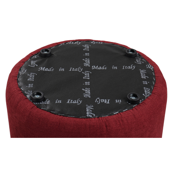 Pouf Tondo Dante D 40 cm in Tessuto Antimacchia Bordeaux