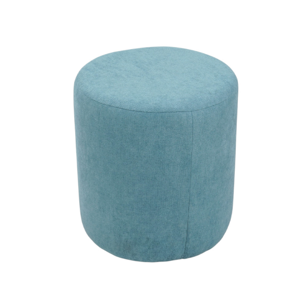 Pouf Tondo Dante D 40 cm in Tessuto Antimacchia Turchese