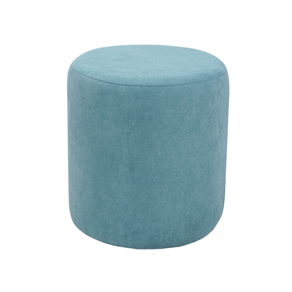 Pouf Tondo Dante D 40 cm in Tessuto Antimacchia Turchese