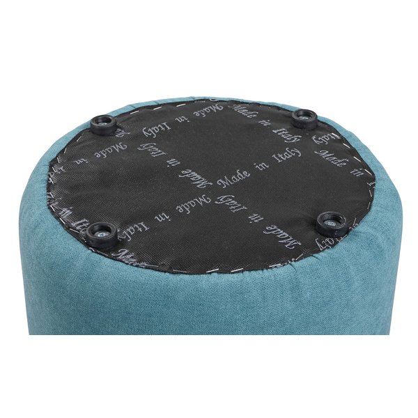 Pouf Tondo Dante D 40 cm in Tessuto Antimacchia Turchese