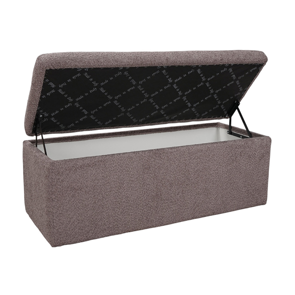 Banc de rangement Cloud L 123 cm en tissu bouclé gris