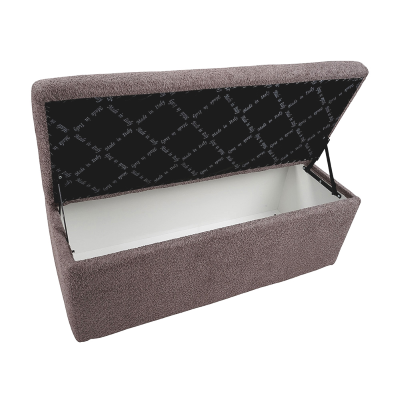 Banc de rangement Cloud L 123 cm en tissu bouclé gris