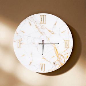 GRAFO Wanduhr Ø 65 cm aus goldfarbenem Marmorglas