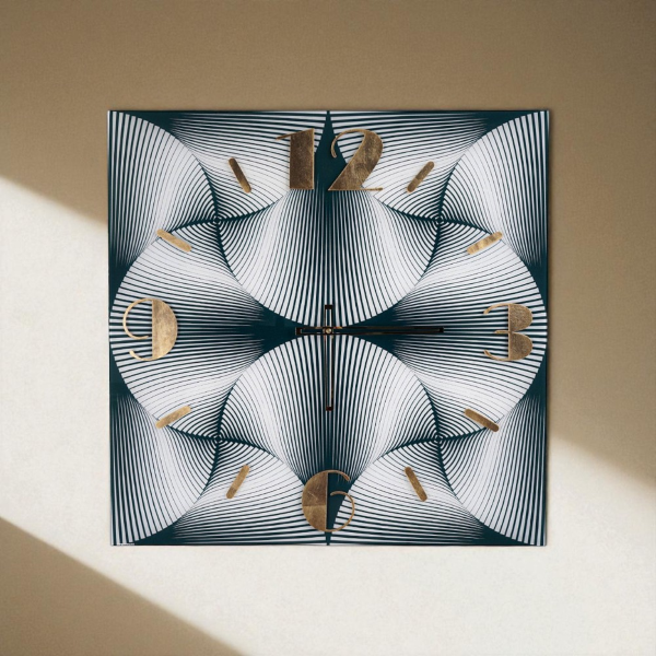 Orologio da Parete Quadrato OTTIC 65x65 cm Vetro - Bianco e Nero