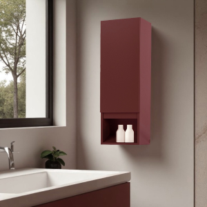 Abgehängte Halbsäule mit 1 rechten Tür und niedrigem Wohnraum H90 Matt Rust