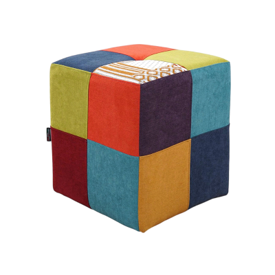 Pouf Quadrato 41x41xh48 cm in Tessuto antimacchia Patchwork