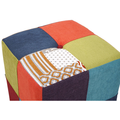 Pouf Quadrato 41x41xh48 cm in Tessuto antimacchia Patchwork