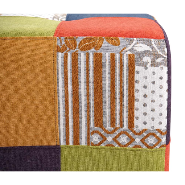 Pouf Quadrato 41x41xh48 cm in Tessuto antimacchia Patchwork