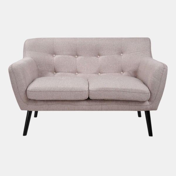 Canapé 2 places 130 cm tissu gris pieds métal ELLEN