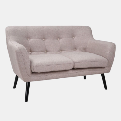 Canapé 2 places 130 cm tissu gris pieds métal ELLEN