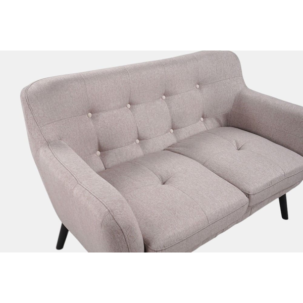 Canapé 2 places 130 cm tissu gris pieds métal ELLEN