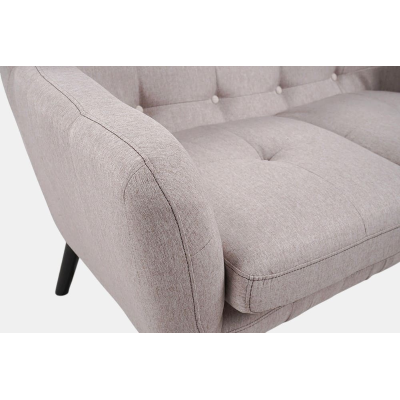 Canapé 2 places 130 cm tissu gris pieds métal ELLEN