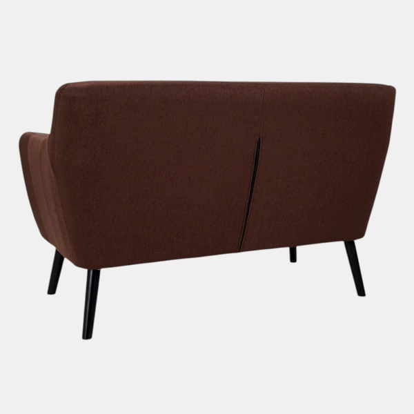 Canapé 2 places Ellen, 130 cm de large, en tissu avec pieds en bois - Marron