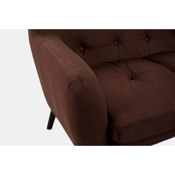 Divano 3 Posti Ellen L175 cm in Tessuto Imbottito Marrone