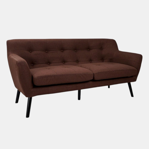 Divano 3 Posti Ellen L175 cm in Tessuto Imbottito Marrone