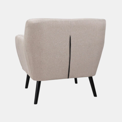 Fauteuil Ellen L82 cm, revêtement en tissu gris, pieds en bois