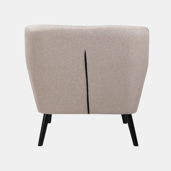 Fauteuil Ellen L82 cm, revêtement en tissu gris, pieds en bois