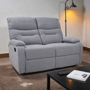 SOAVE 2-Sitzer-Sofa mit manueller Verstellung, 135 cm breit, aus grauem Stoff