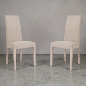 Moderne Denver Stühle aus gepolstertem beigefarbenem Stoff – 2er-Set
