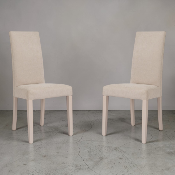 Sedia moderna denver in tessuto Beige imbottita – set 2 