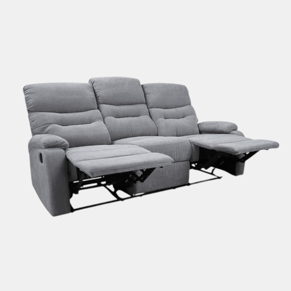 SOAVE 3-Sitzer Relaxsofa L190 mit manueller Relaxfunktion, grauer Stoffbezug