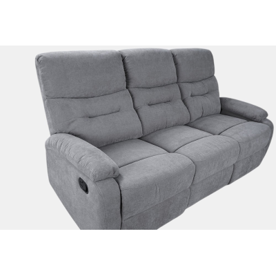 SOAVE 3-Sitzer Relaxsofa L190 mit manueller Relaxfunktion, grauer Stoffbezug