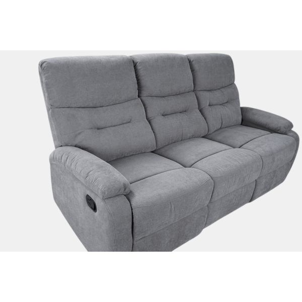 SOAVE 3-Sitzer Relaxsofa L190 mit manueller Relaxfunktion, grauer Stoffbezug