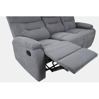 SOAVE 3-Sitzer Relaxsofa L190 mit manueller Relaxfunktion, grauer Stoffbezug