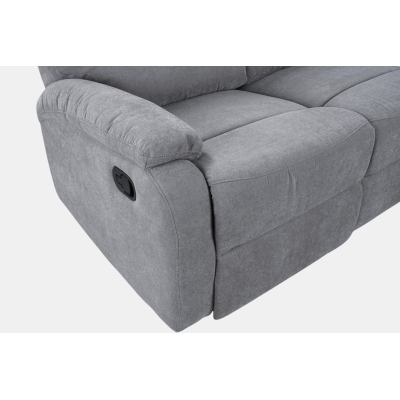 SOAVE 3-Sitzer Relaxsofa L190 mit manueller Relaxfunktion, grauer Stoffbezug