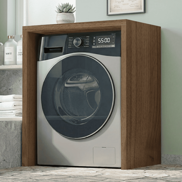 Open wooden washing machine cover cabinet 79x91 cm Walnut