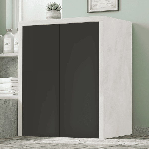 Wooden washing machine cabinet 79x91 cm with 2 Graphite doors and Gray structure