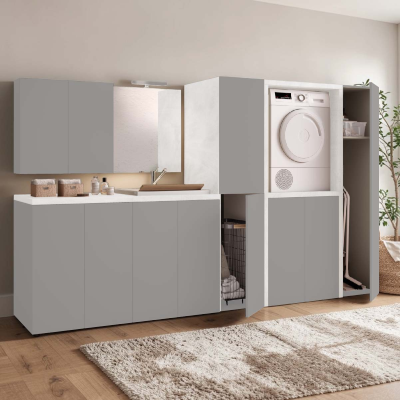 Mueble de lavadora abierto de madera 79x91 cm Espátula Gris