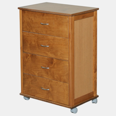 Commode avec roulettes ICON H83 cm en Bois de Hêtre à 4 Tiroirs Chêne.
