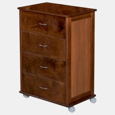 Cajonera con ruedas ICON H83 cm en Madera de Haya con 4 Cajones Nogal.