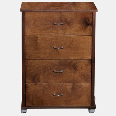 Cajonera con ruedas ICON H83 cm en Madera de Haya con 4 Cajones Nogal.