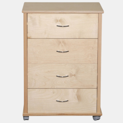 Cajonera con ruedas ICON H83 cm en Madera de Haya con 4 Cajones Natural.