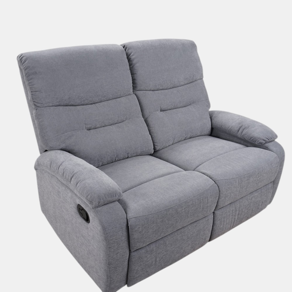 Sofá manual de 2 plazas SOAVE, 135 cm de ancho, en tela gris.