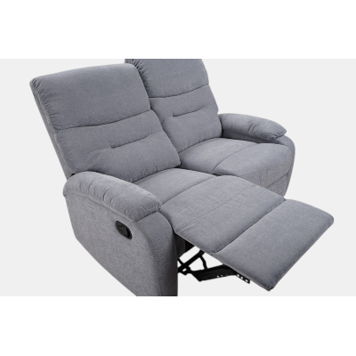 Sofá manual de 2 plazas SOAVE, 135 cm de ancho, en tela gris.