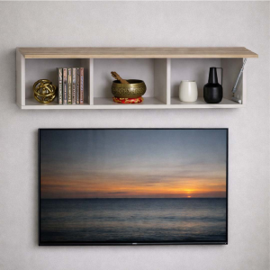 Pensile Nidor 25x123h cm in Legno grigio 3 vani e Anta Reversibile