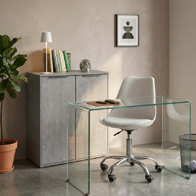 Kovra Office Cabinet 72x87h cm in wood 2 Doors Concrete