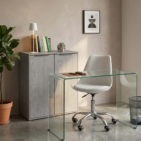 Kovra Office Cabinet 72x87h cm in wood 2 Doors Concrete