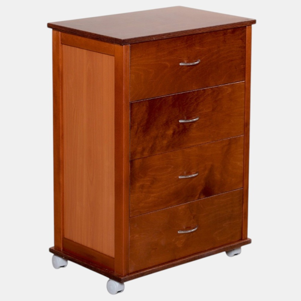 Cassettiera con ruote ICON 58X83h cm in Legno di Faggio a 4 Cassetti Ciliegio